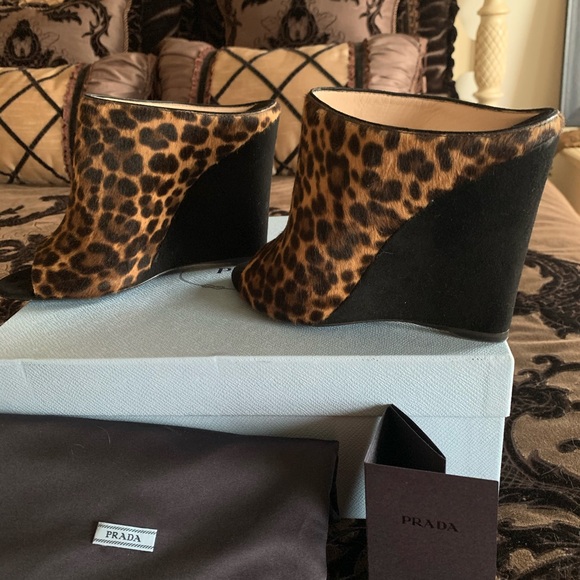 Prada Shoes - Prada Shoes Mules Wedges Leopard New $850 Auth